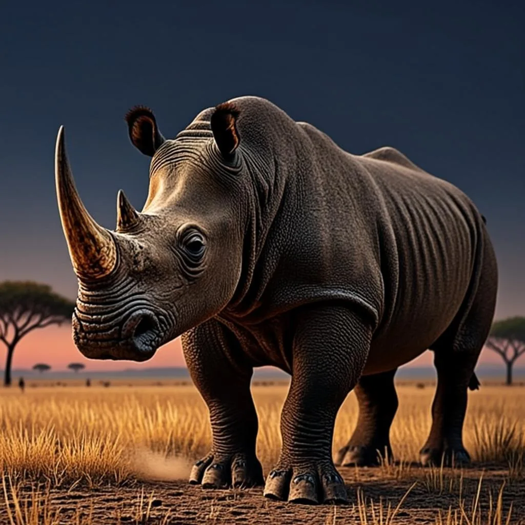 Ilustrasi orisinal AGAM69 bertema badak savana Afrika untuk game Great Rhino Megaways