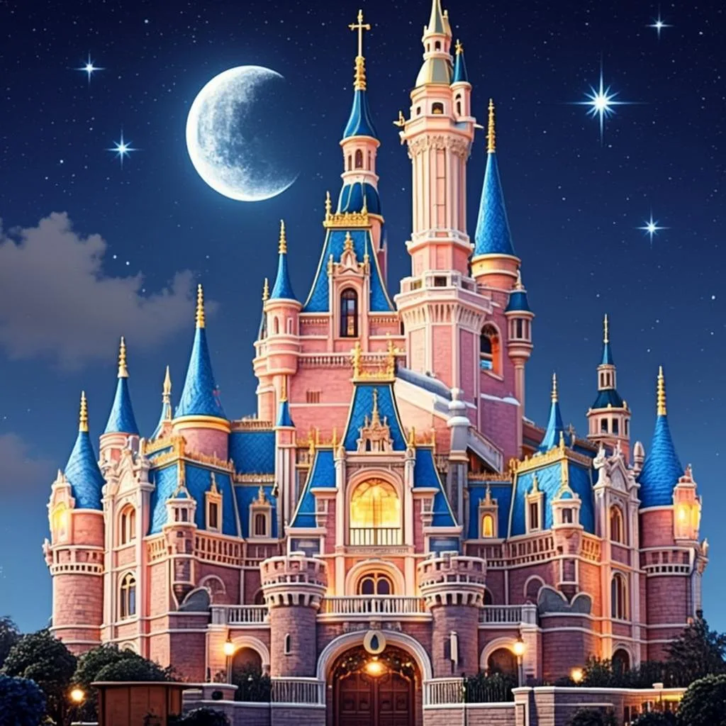 Ilustrasi orisinal AGAM69 bertema kastil magis dan bintang untuk game Starlight Princess