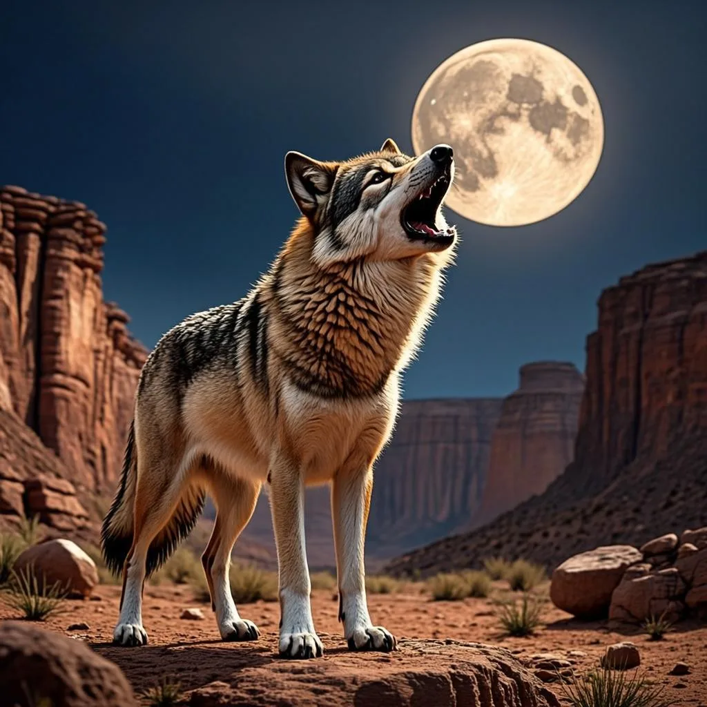 Ilustrasi orisinal AGAM69 bertema serigala dan bulan purnama untuk game Wolf Gold